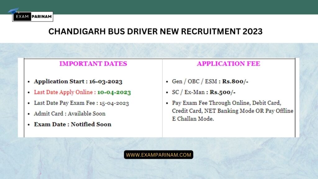 Chandigarh Bus Driver New Recruitment 2023
