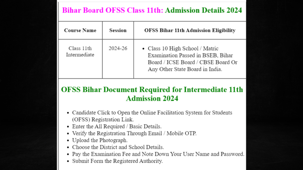 OFSS Bihar 2nd Merit List 2024